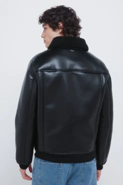 Cazadora aviador efecto piel doble faz