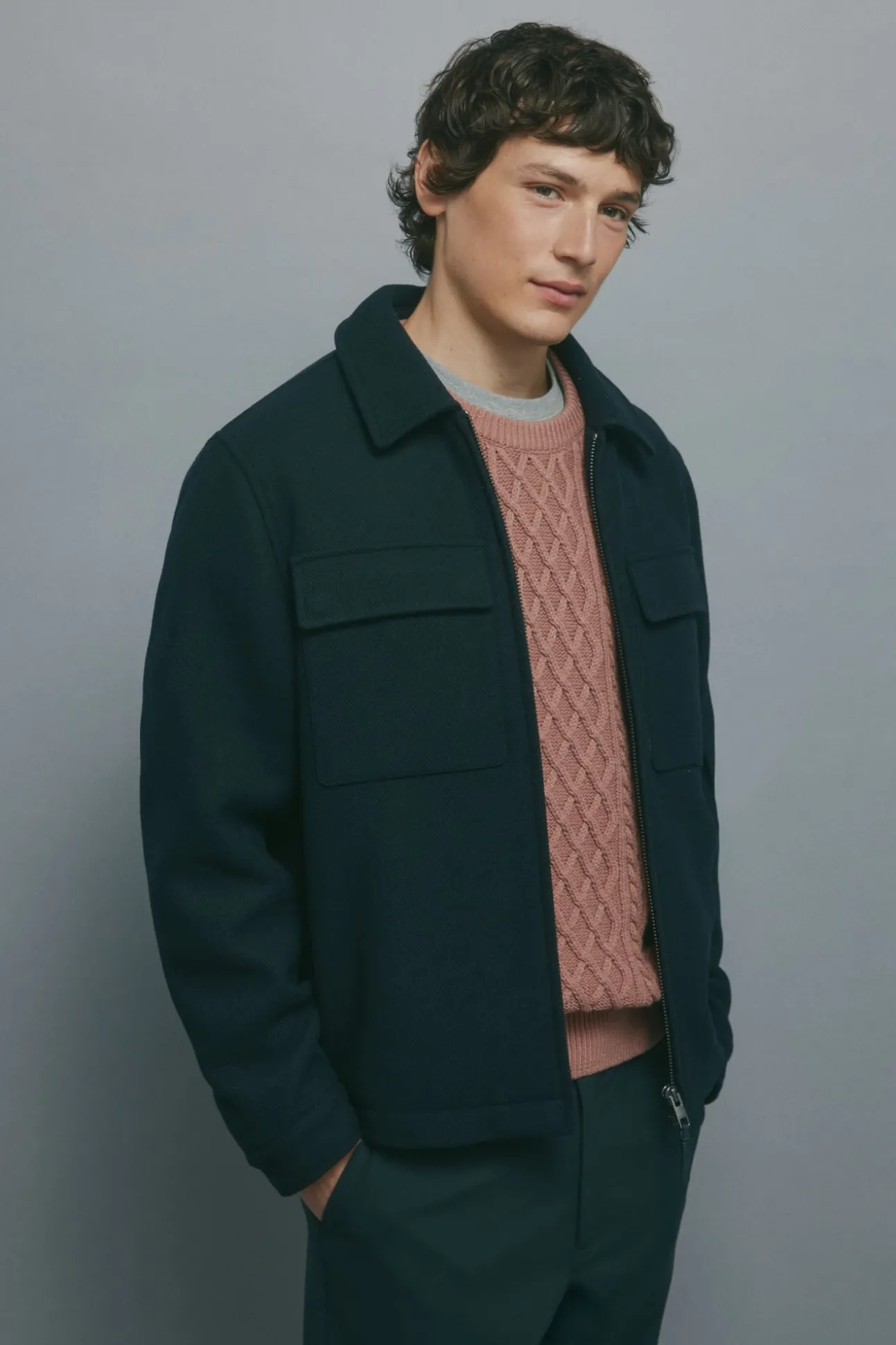 Cazadora camisera mezcla lana