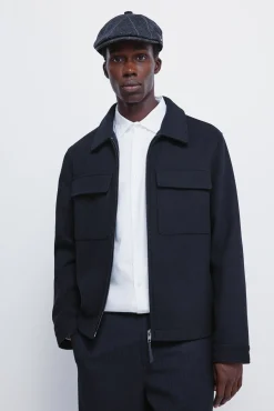 Cazadora camisera mezcla lana