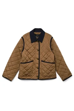 Cazadora corta acolchada con contraste