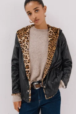 Cazadora corta reversible efecto pelo