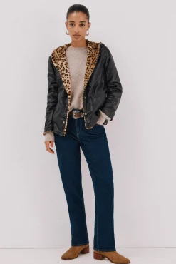 Cazadora corta reversible efecto pelo