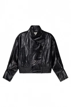 Cazadora efecto piel brillo