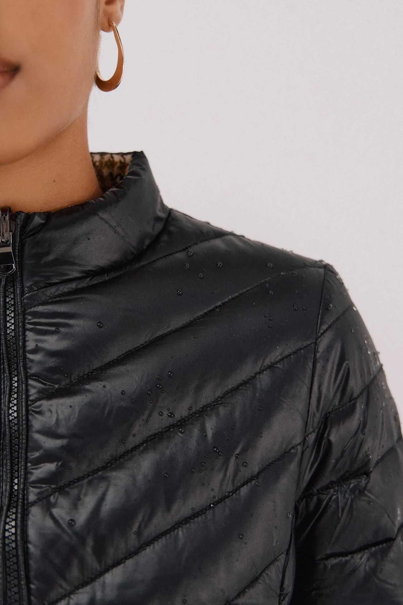 Cazadora reversible plumas