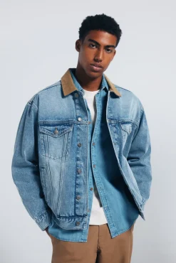 Cazadora vaquera oversize cuello contraste