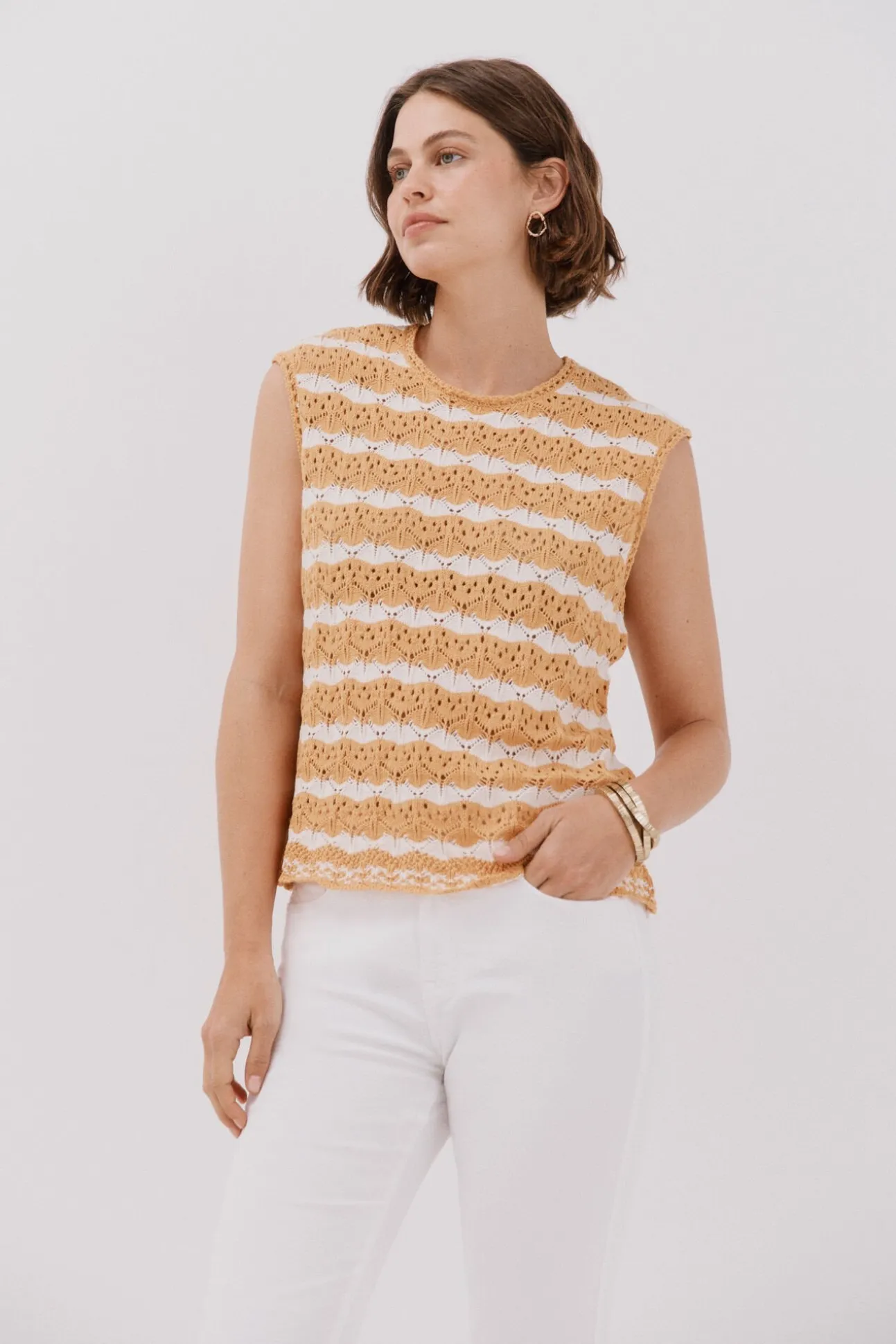 Chaleco calado bicolor