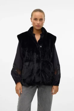 Chaleco de pelo cuello alto