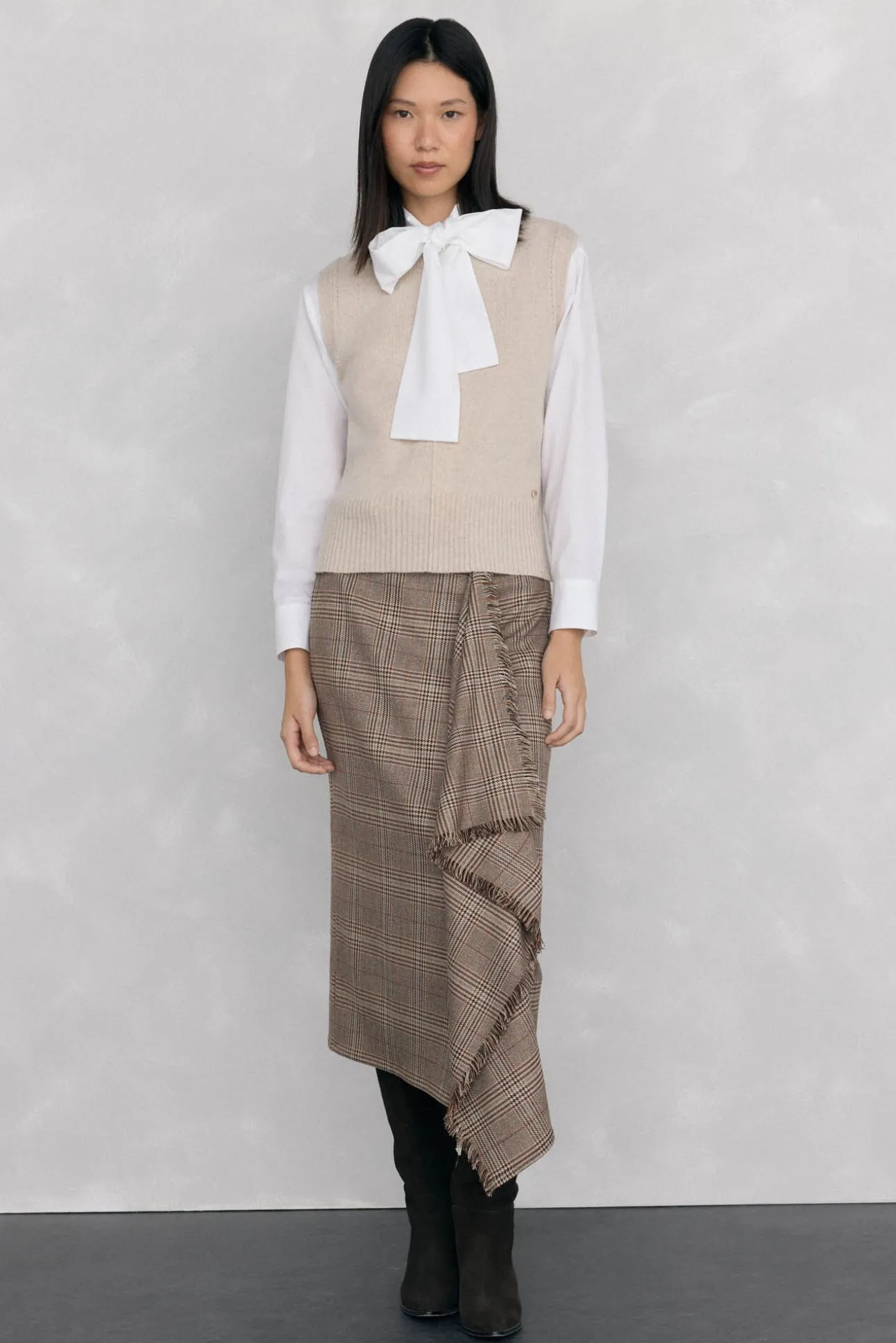 Chaleco de punto lana calados