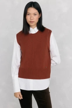 Chaleco de punto lana calados