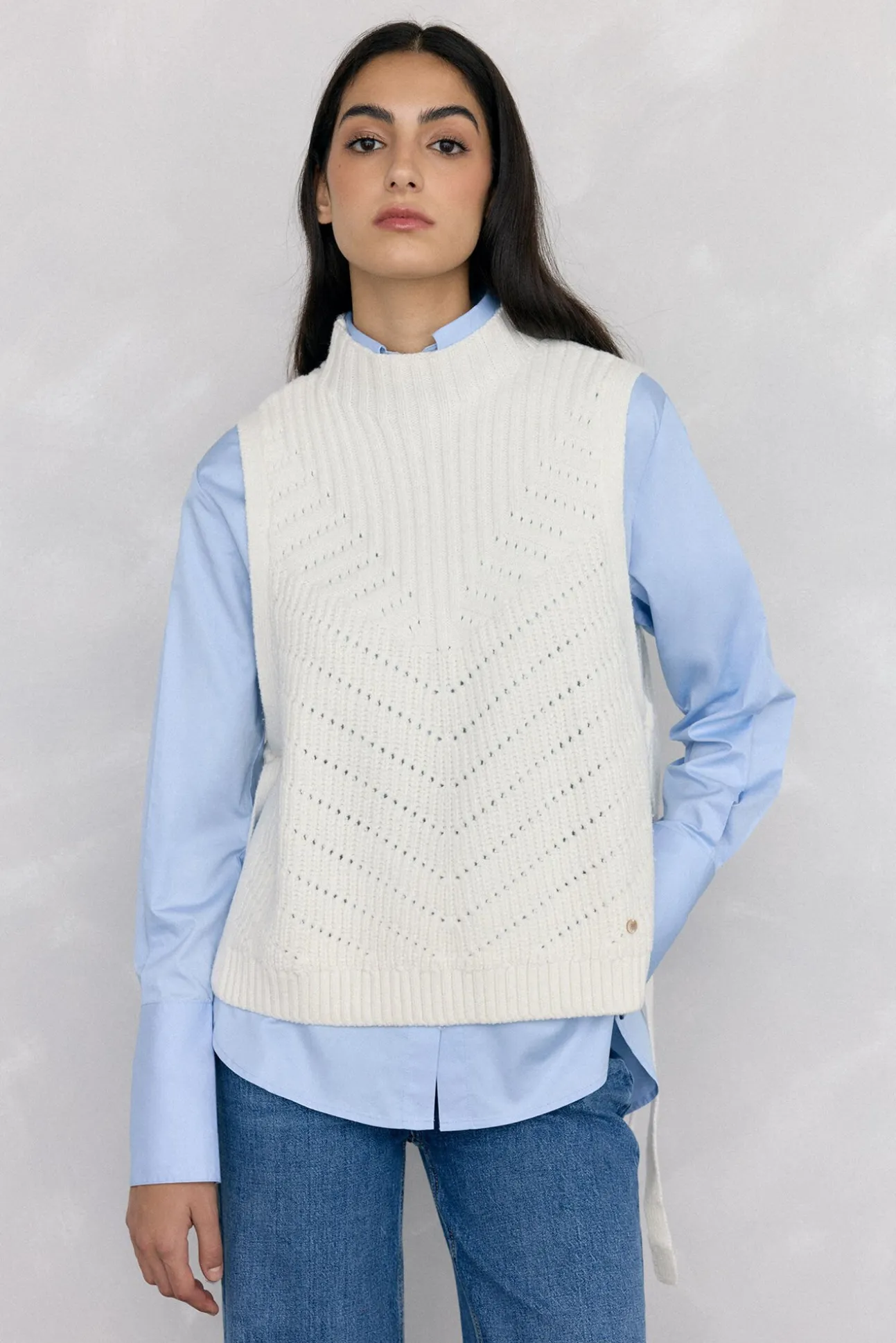 Chaleco de punto lazada