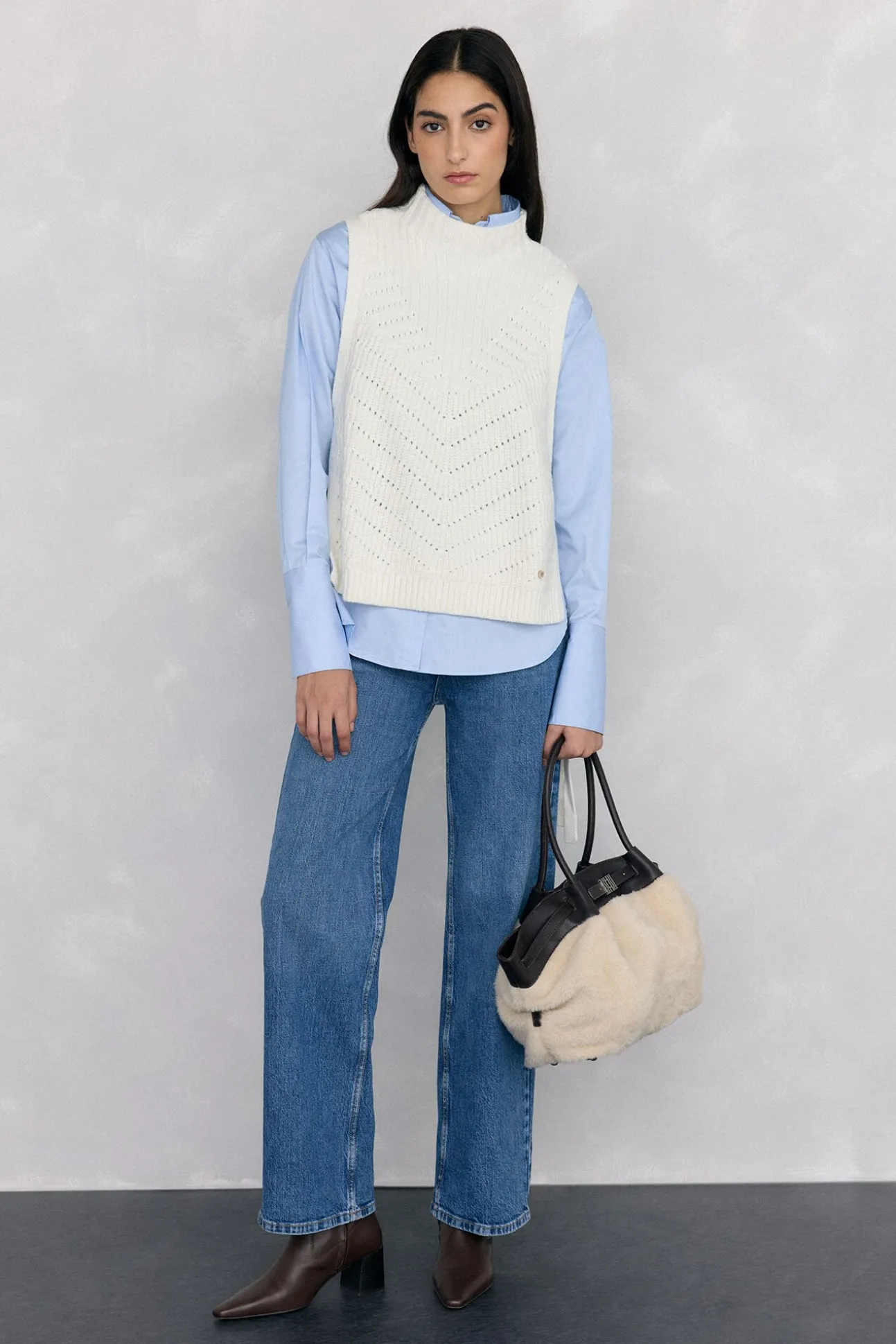 Chaleco de punto lazada