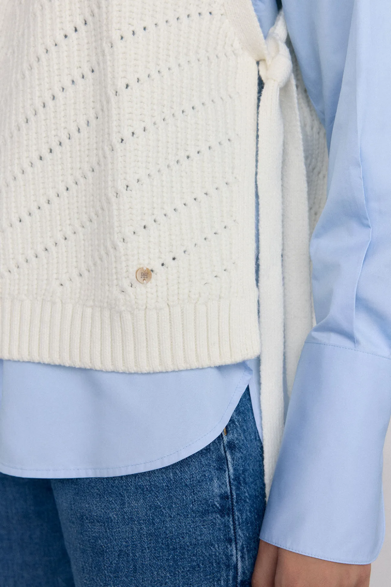 Chaleco de punto lazada