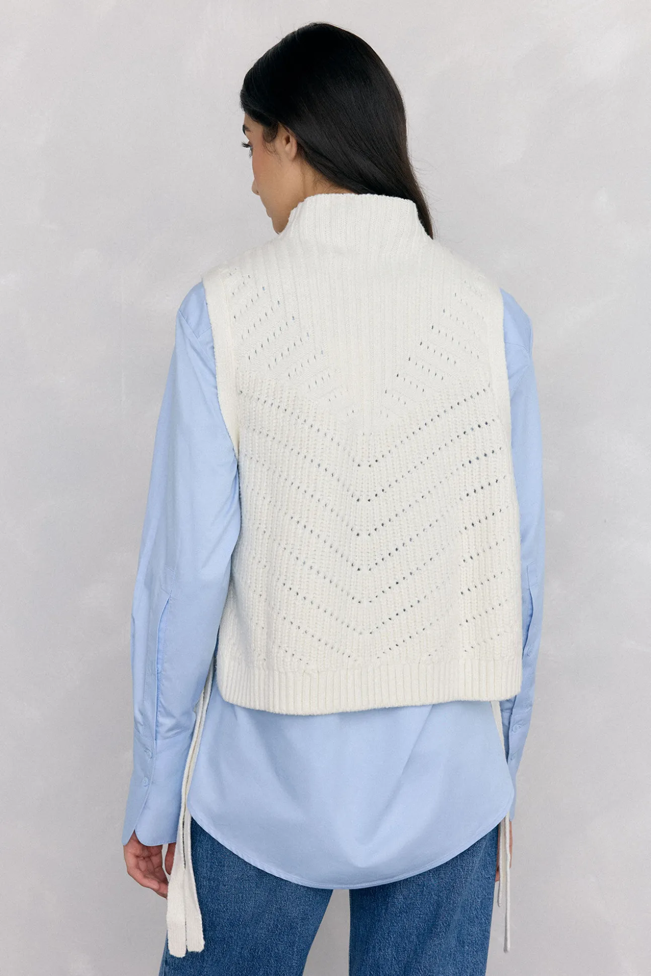 Chaleco de punto lazada