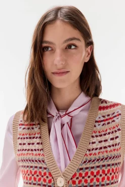 Chaleco jacquard geométrico