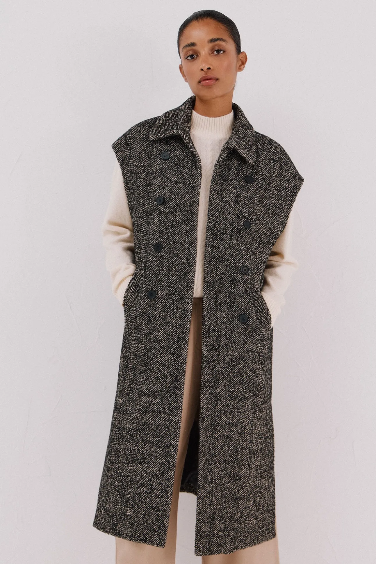 Chaleco largo botones