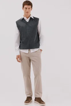 Chaleco punto algodón cashmere cuello pico