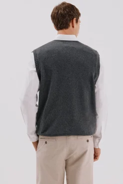 Chaleco punto algodón cashmere cuello pico