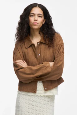 Chaqueta antelina abotonada