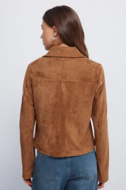 Chaqueta antelina corta botones