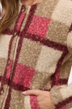 Chaqueta borrego estampado de cuadros