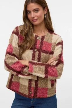 Chaqueta borrego estampado de cuadros