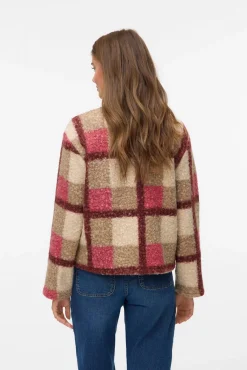 Chaqueta borrego estampado de cuadros