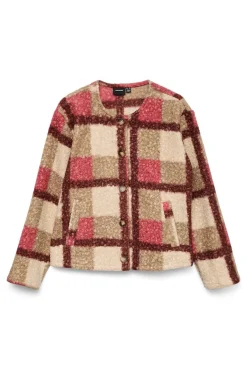 Chaqueta borrego estampado de cuadros