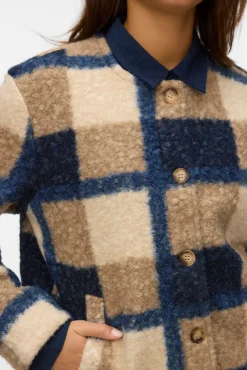 Chaqueta borrego estampado de cuadros