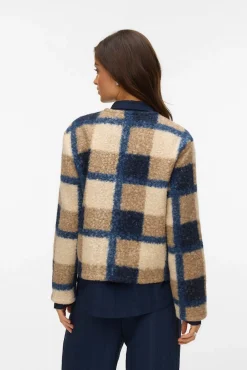 Chaqueta borrego estampado de cuadros