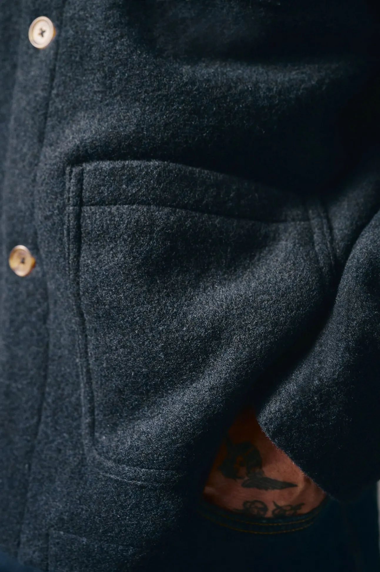 Chaqueta bouclé cuello camisero