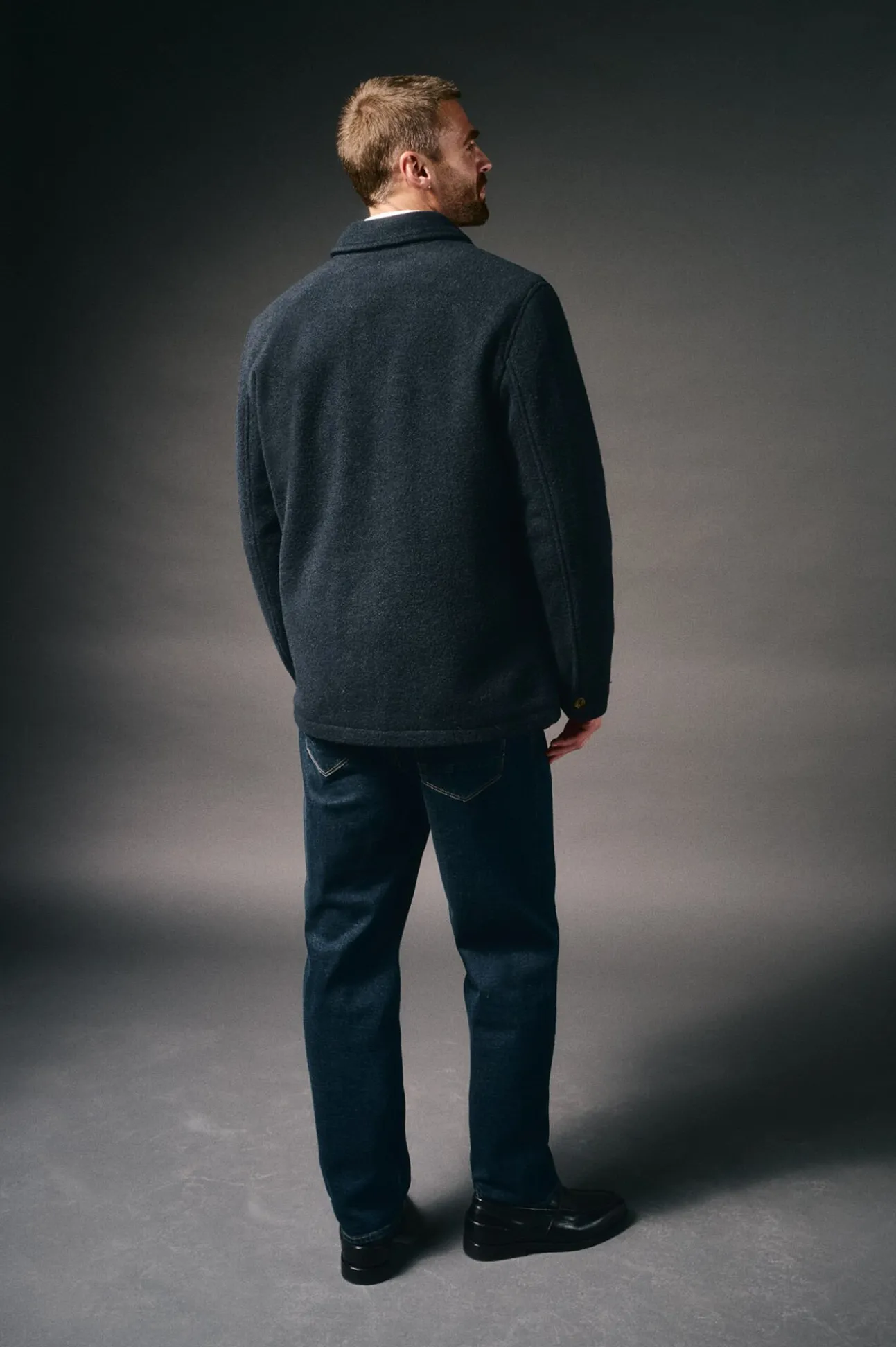 Chaqueta bouclé cuello camisero