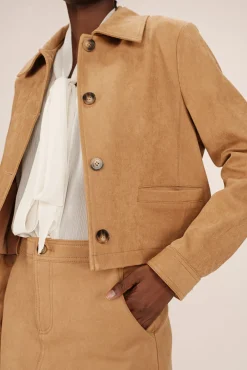 Chaqueta corta de ante sintético