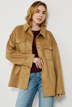 Chaqueta de antelina abotonada