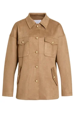 Chaqueta de antelina abotonada