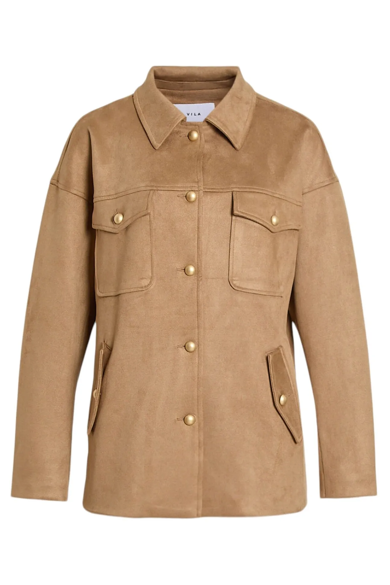 Chaqueta de antelina abotonada