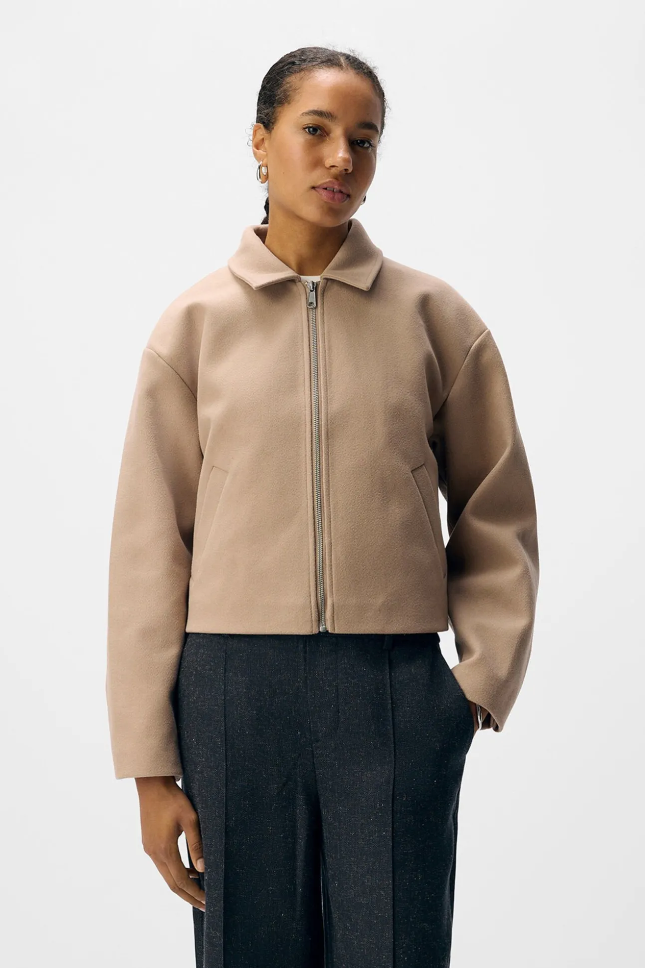 Chaqueta fieltro manga larga