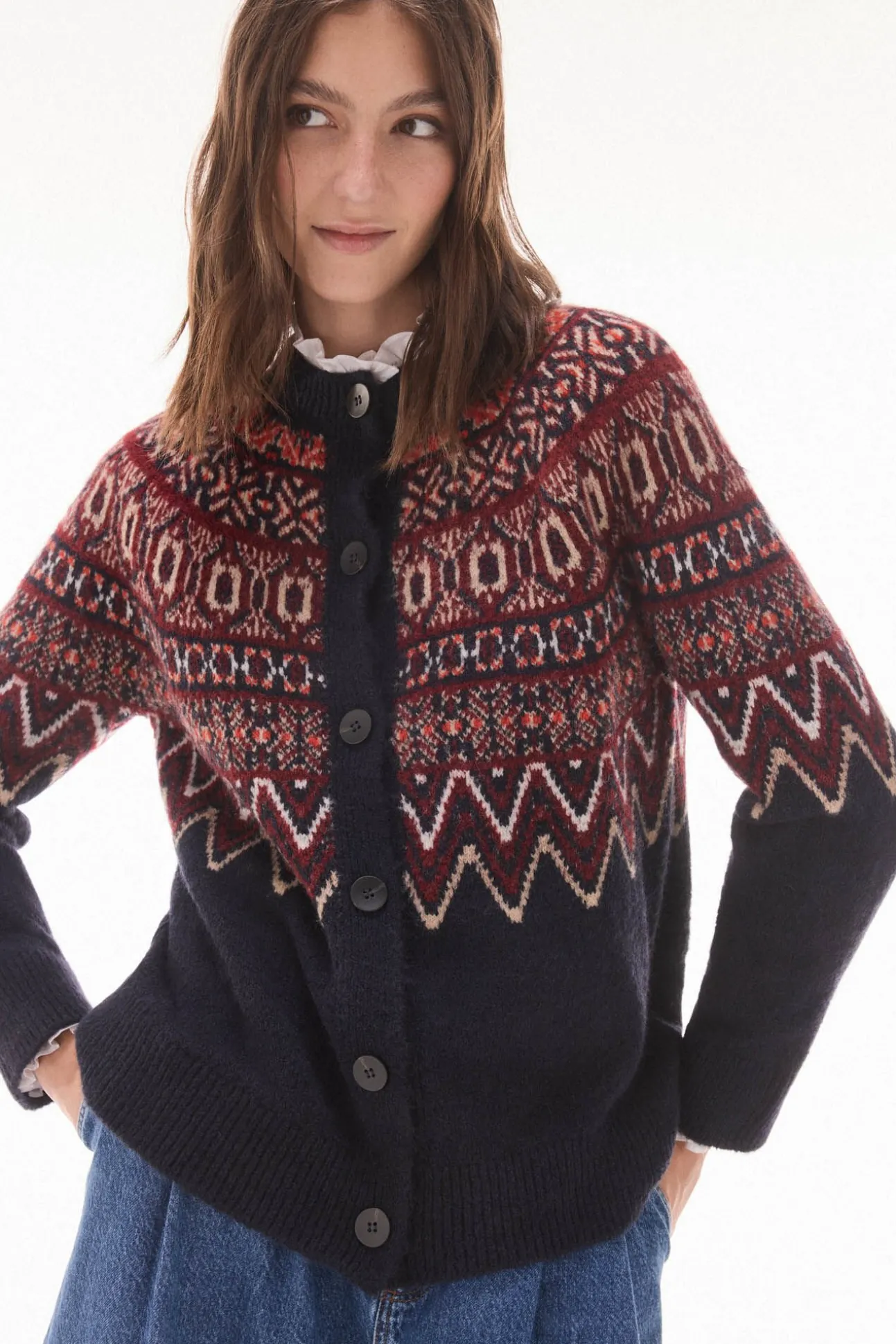 Chaqueta jacquard geométrico multicolor