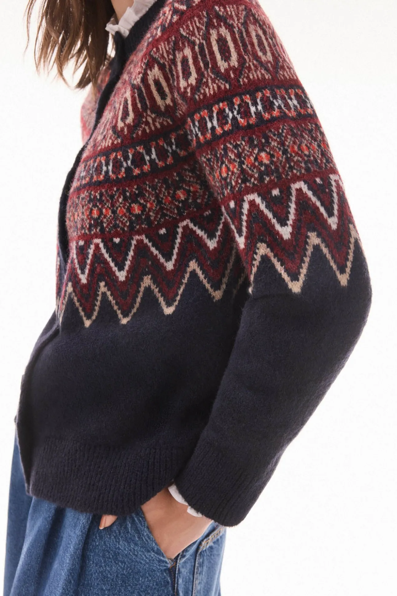 Chaqueta jacquard geométrico multicolor