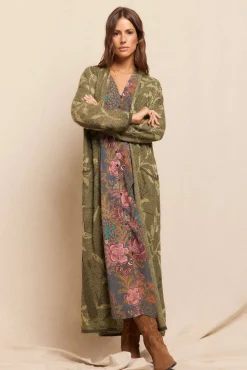 Chaqueta larga jacquard