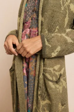 Chaqueta larga jacquard