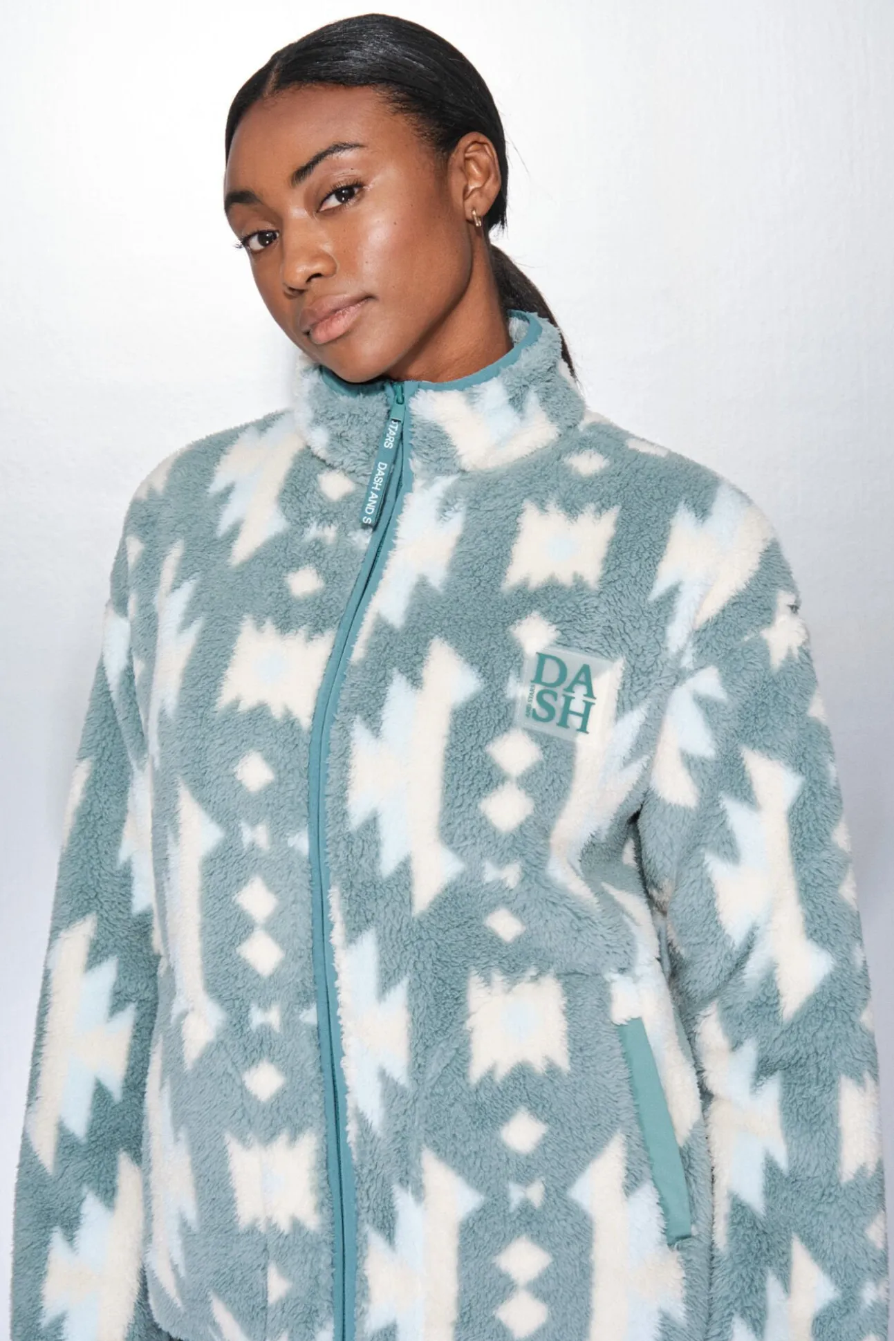 Chaqueta polar cremallera verde hielo