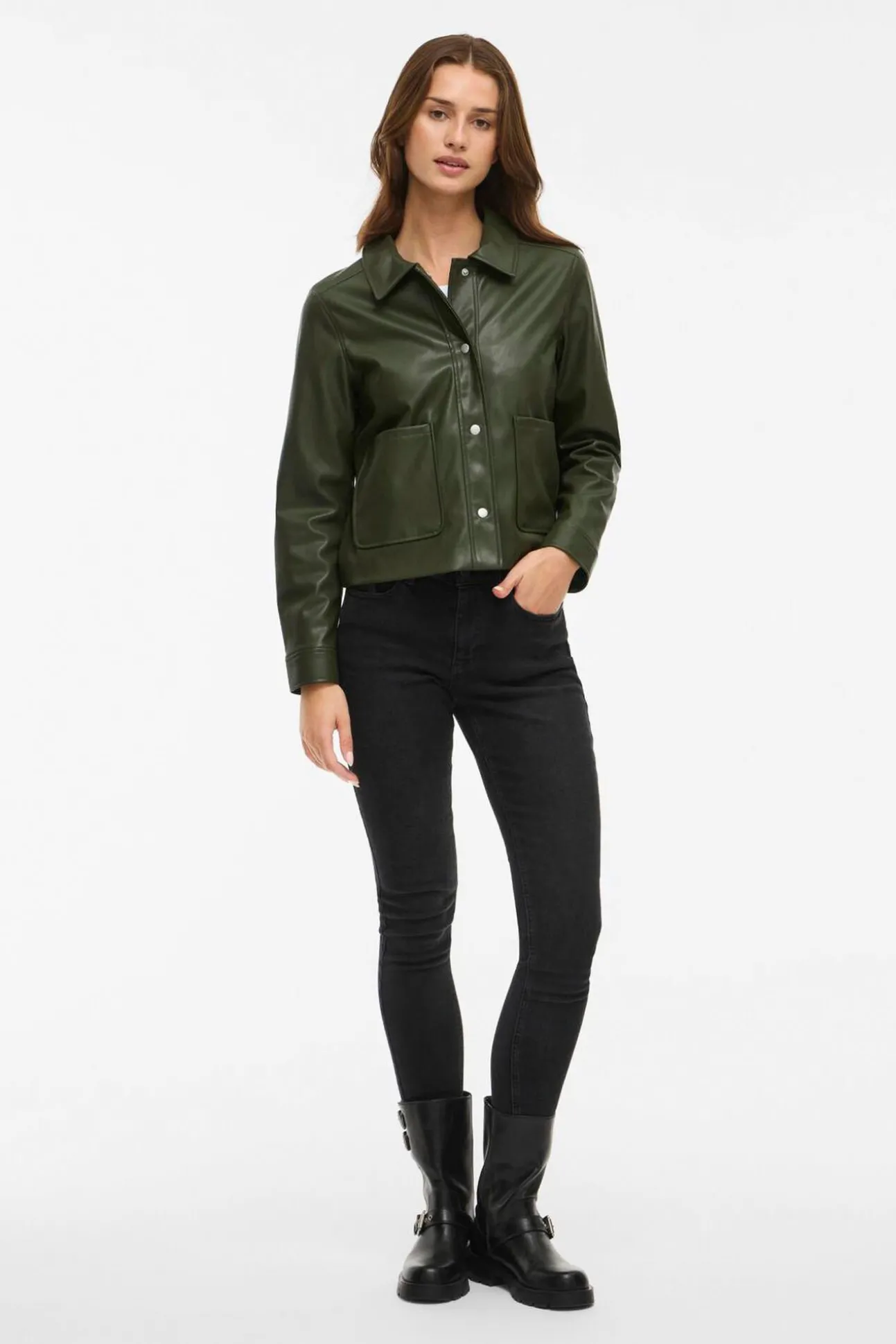 Chaqueta polipiel abotonada