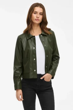 Chaqueta polipiel abotonada