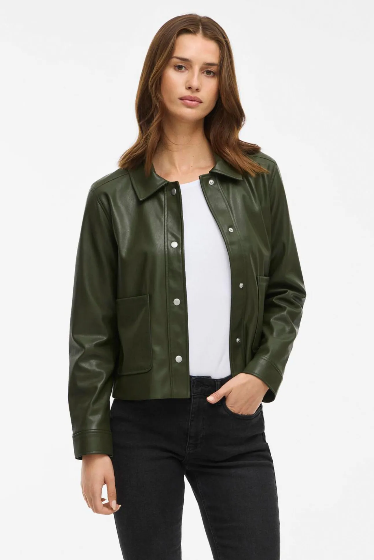 Chaqueta polipiel abotonada