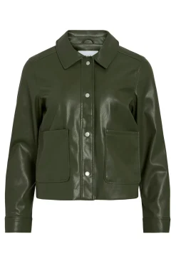 Chaqueta polipiel abotonada