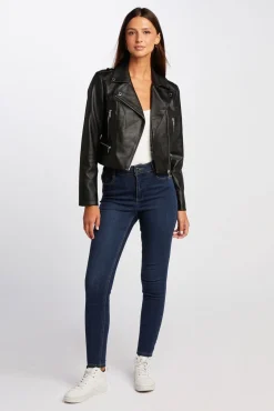 Chaqueta recta con cuello con muescas