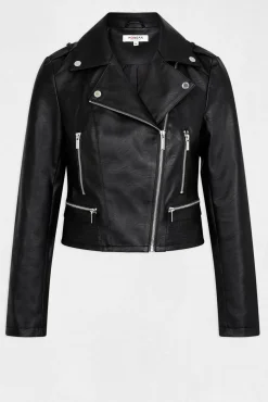 Chaqueta recta con cuello con muescas