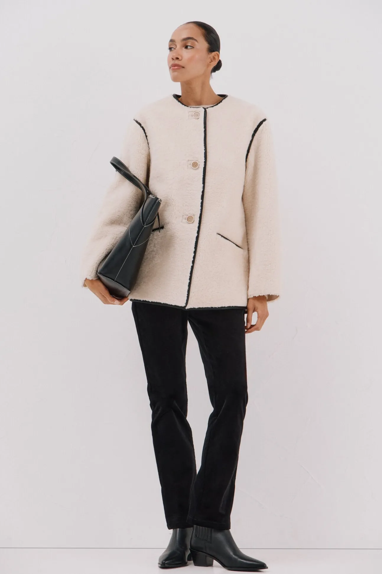 Chaquetón efecto doble faz vivos