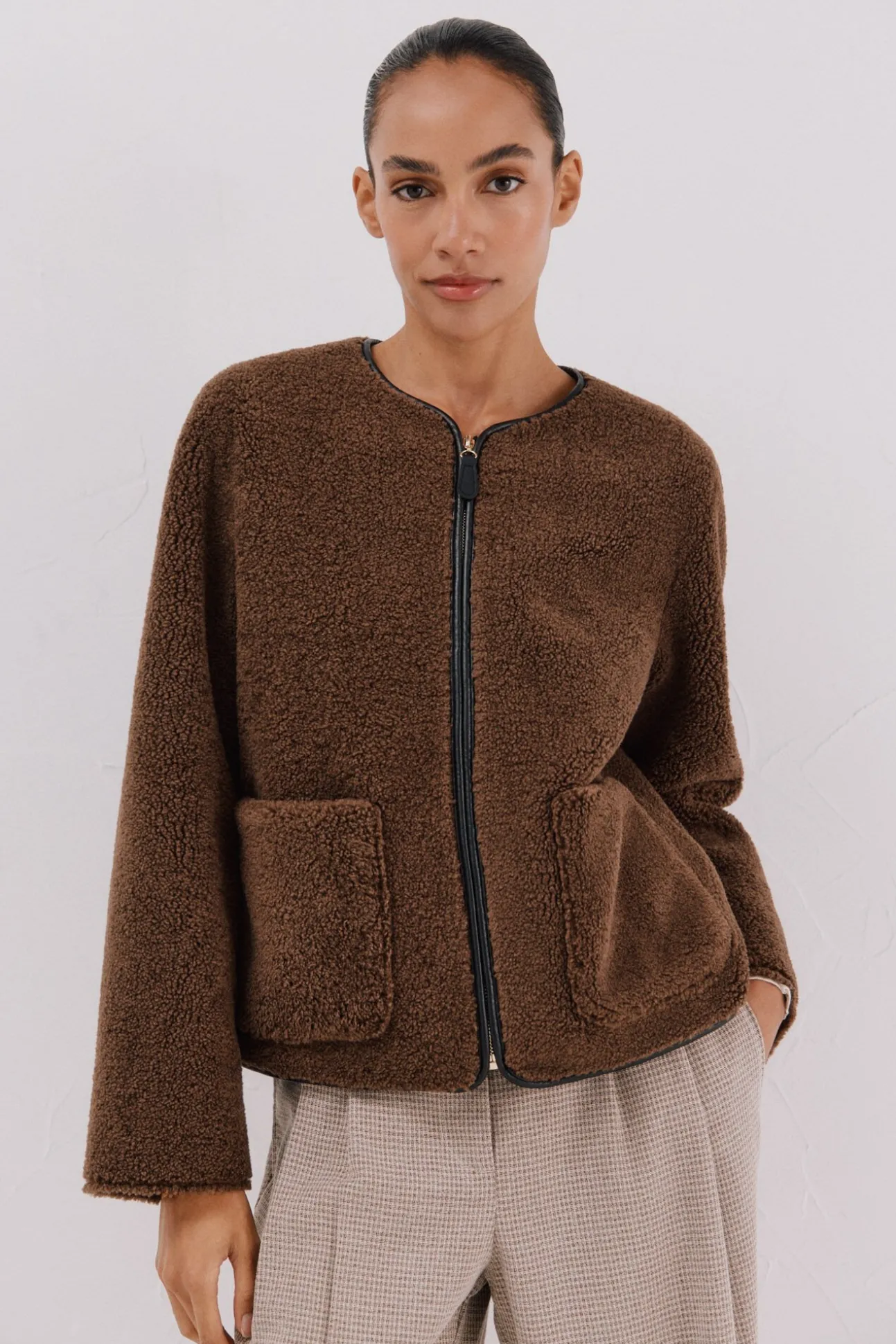 Chaquetón en efecto doble faz