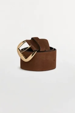 Cinturón ancho piel hebilla ovalada